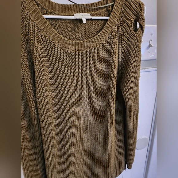 Lucky 🍀 Brand Knit sweater medium olive green arm detail - Picture 2 of 9